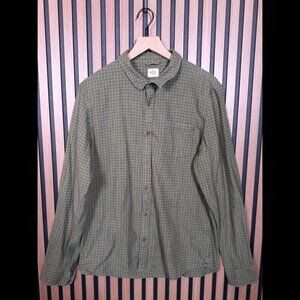 Marine Layer Shirt Large Men Green Blue Long Sleeve Check Print Pocket Button Up